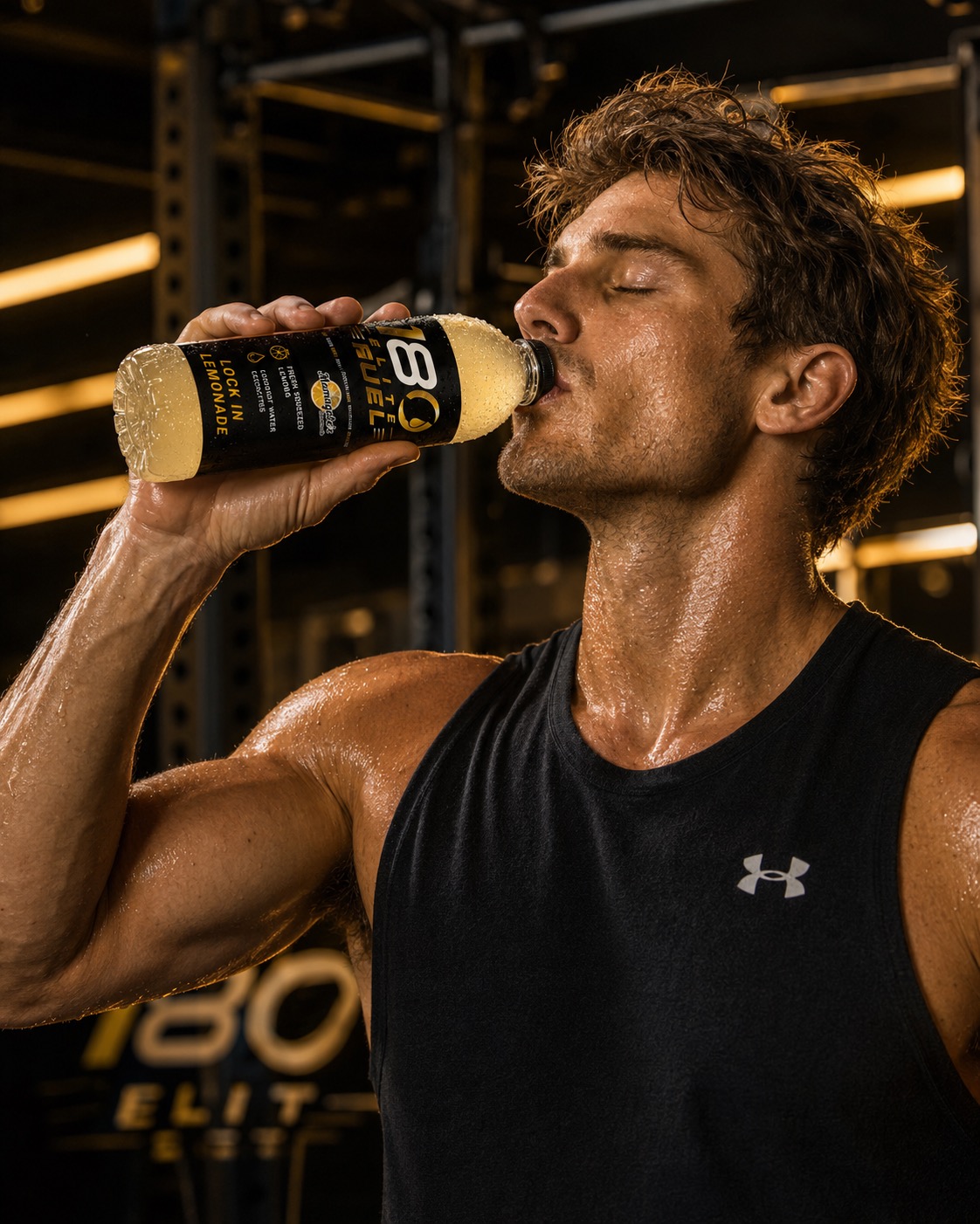 An athlete drinking 180 Elite Fuel during training