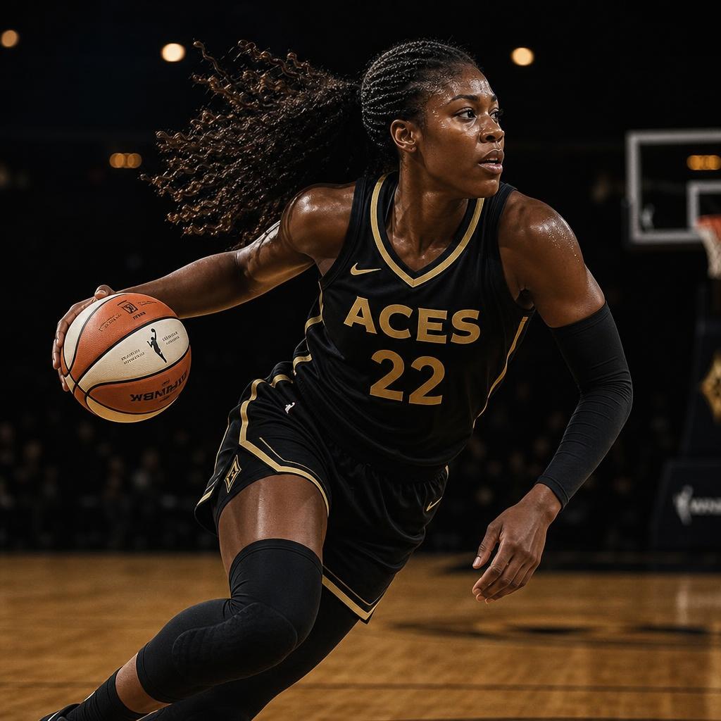 The same athlete competing on the court